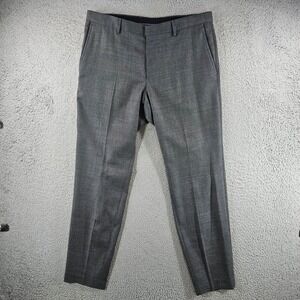 Hugo Boss Mens Gray 100% Virgin Wool Dress Pants Flat Front Trousers 34x30